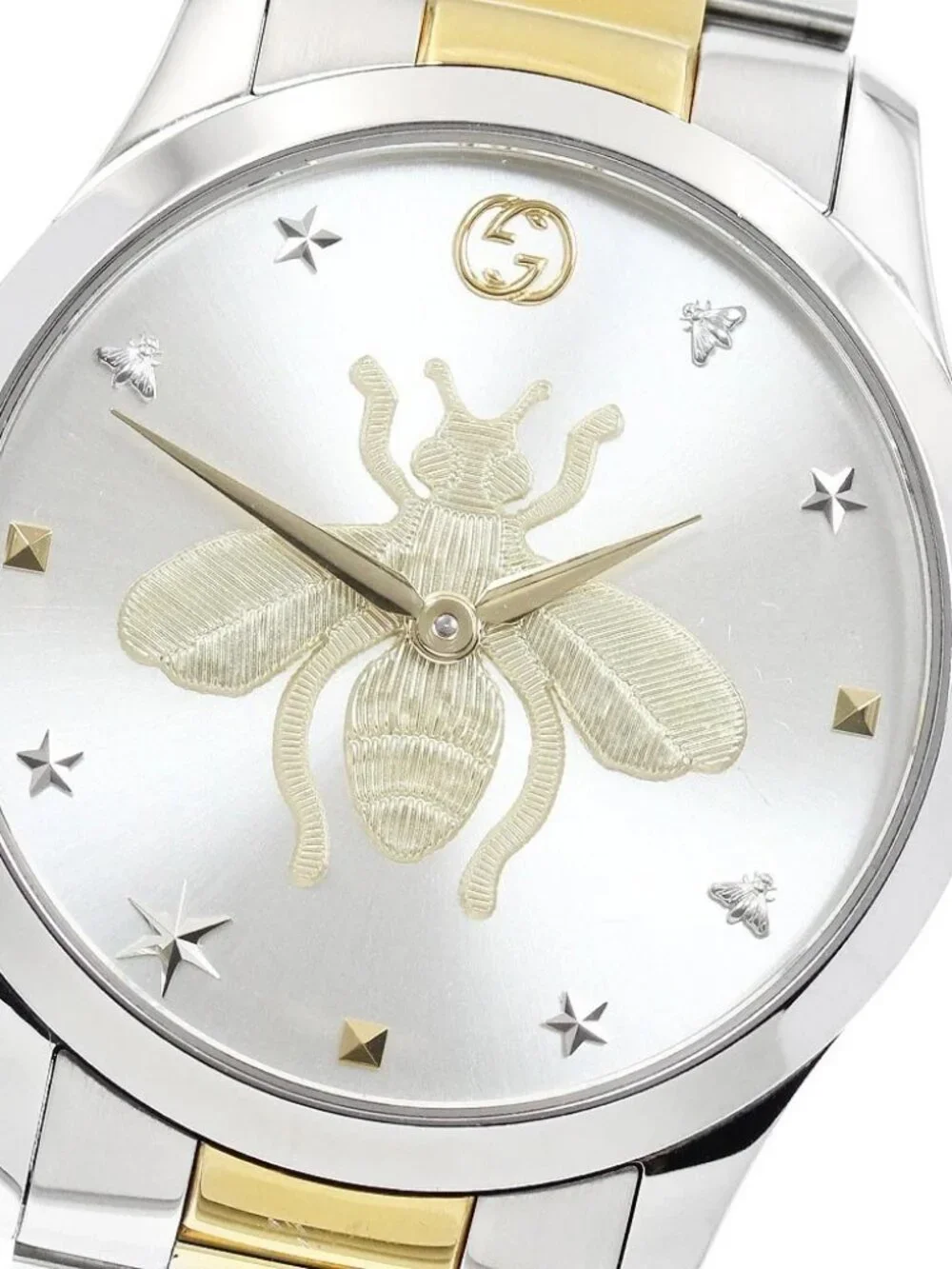 GUCCI G timeless bee 126.4/YA1264131 Silver / Gold Dial Quartz Boy's